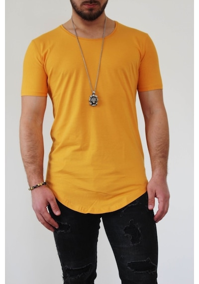 Boldy Erkek Long Fit Tişört Long Tişört Long Kesim Tişört-Hardal