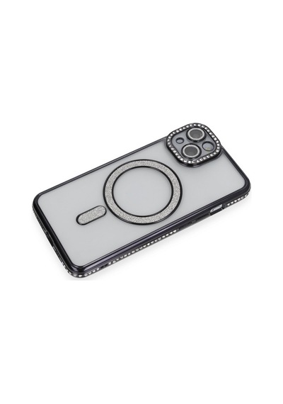 Apple iPhone Uyumlu  Uyumlu 13 Kılıf Joke Simli Magneticsafe Kılıf - Siyah