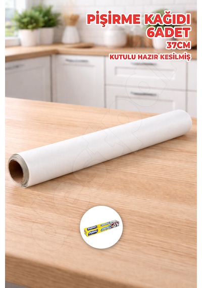 Kutulu Pişirme Kağıdı - 6 Adet - 37cm Gıdayla Temasa Uyumlu - Hazır Kesilmiş - Yanmaz Kağıdı