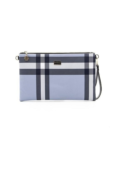 Silver Polo Sp1034 Kadın Portföy & Clutch Ekose Mavi-kemik