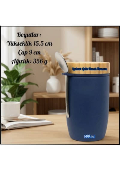 Uyguna-yakala 500 Ml -lacivert Çelik Yemek Termosu-erm.207