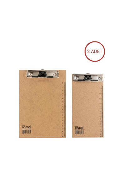 Temel A5 Ve 1/3 A4 Ahşap Sekreterlik Metal Klipsli Kalem Tutma Aparatlı 2li Set