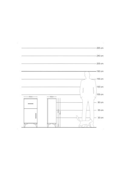 Arges Komodin Tek Raflı Tek Çekmeceli Tek Kapaklı 44x30x96 Antrasit-aytaşı Antrasit