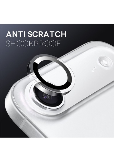 Apple Uyumlu iPhone 17 Air Metal Çerçeveli Temperli Kamera Lens Koruyucu Gümüş