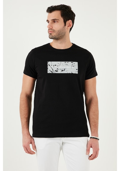 Buratti Pamuklu Slim Fit Bisiklet Yaka Baskılı Erkek T Shirt 541Tolive Siyah