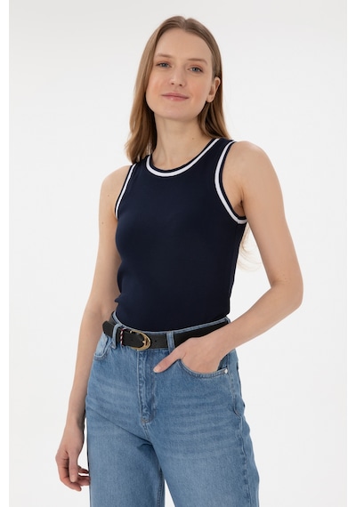 U.S. Polo Assn. Kadın Lacivert Kolsuz Bisiklet Yaka Tişört 50305857-VR033