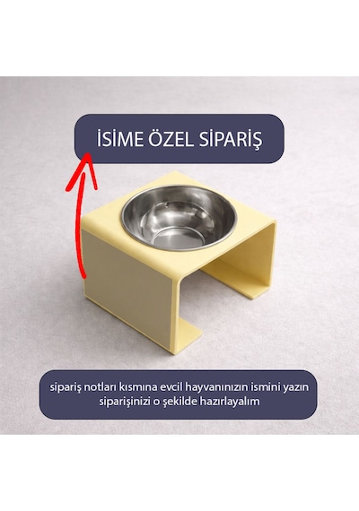 İsime Özel Yükseltilmiş Mama Ve Su Kabı Paslanmaz Çelik Hazneli Kedi Köpek Mama Kabı