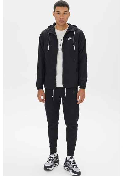 Nike Club Woven Men's Full Zip Jacket Erkek Bol Kesim Dokuma Spor Ceket Siyah Siyah