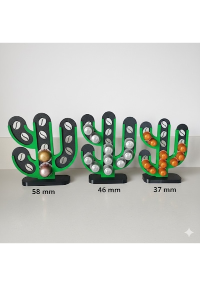 Kaktüs Kahve Standı Ayaklı Dekoratif Kapsül Düzenleyici 46 Mm Kapsül Uyumlu 46 Mm Kaktüs Model