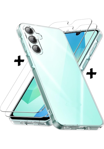 Samsung Galaxy Uyumlu A16 Kılıf Şeffaf Silikon + 9h Ekran Koruyucu Cam