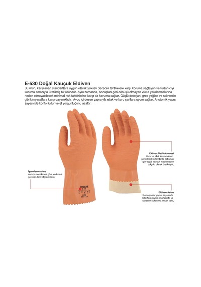 12 Çift Doğal Kauçuk Tıbbı Atık Eldiveni Starline E-530 Large Beden