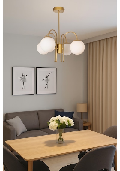 Zerrin Modern Tasarım Salon Yemek Odası Mutfak Eskitme Renk Beyaz Camlı Sarkıt 4 Lü Avize Eskitme Beyaz Eskitme Beyaz