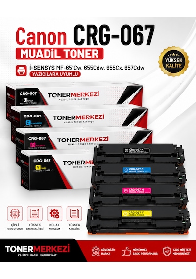 For Canon İ-sensys Mf-655cdw Uyumlu Toner - Çipli / Crg-067 Uyumlu Toner