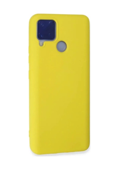 Jenerik Realme C15 Kılıf Nano İçi Kadife Silikon - Sarı