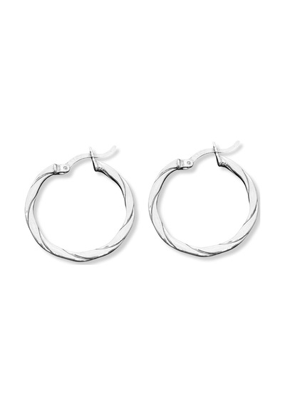 Oya Silver İnce Burmalı Gümüş Kadın Halka Küpe 2.5x2.5cm