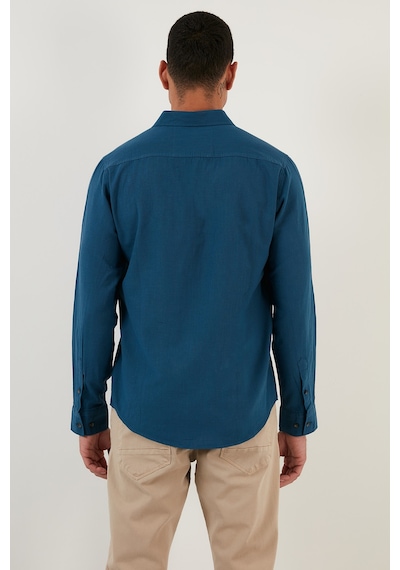 Buratti Pamuklu Regular Fit Düğmeli Yaka Erkek Gömlek Cf20S111871 Indigo