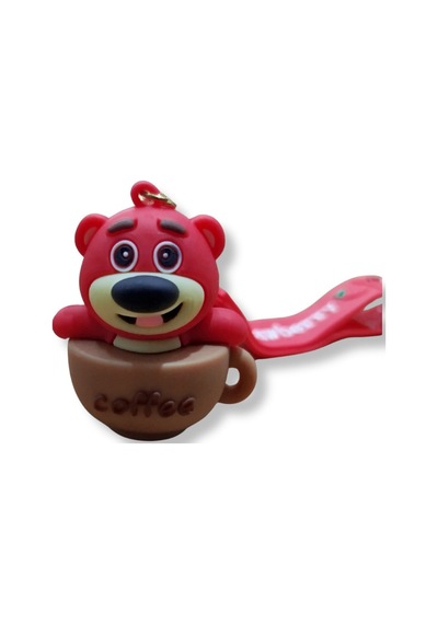 Lotso Bear Çilek Detaylı 3d Figürlü Pembe Bilek Kayışlı Anahtarlık - 1 Adet