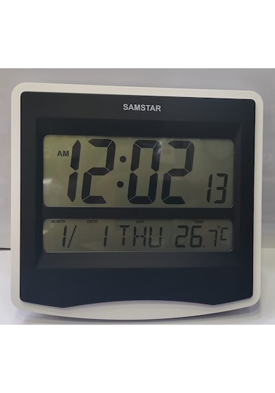 Samstar Marka Dijital -dereceli-takvimli Duvar Ve Masa Saati No:5 Beyaz - siyah