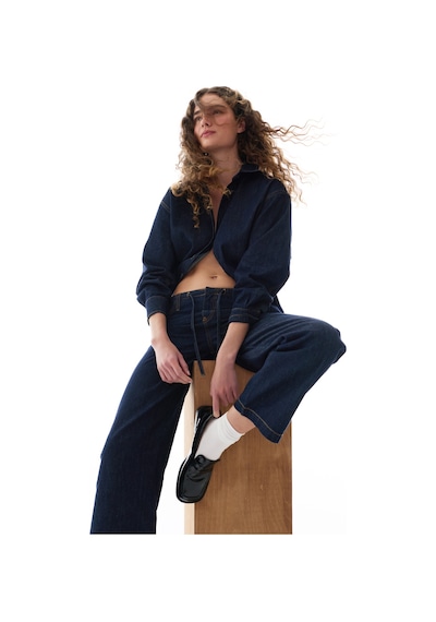 Penti Koyu Denim Relax Shirt Uzun Kollu Bluz Koyu Denım