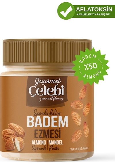 Badem Ezmesi 200gr - Kahvaltılık Sürülebilir Badem Ezmesi %50 Gerçek Badem Oranı