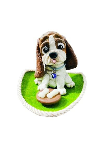 Biblo Köpek El Yapımı Soğuk Porselen Kahve Ölçü 14 X 14 Cm