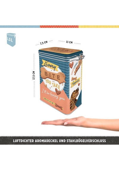 Retro Aroma Kutusu, 1,3 L, Every Bite You Take Dog Treats Köpek Sahipleri İçin Hediye Fikri, Aroma Kapaklı Lezzetli Kutu, Vintage Tasarım