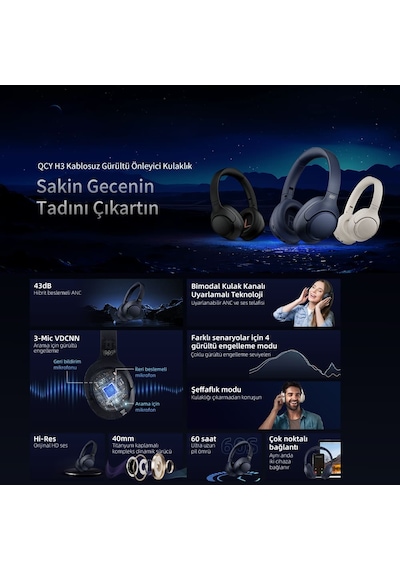 Qcy H3 Bluetooth Hybrid ANC Kulak Üstü Kulaklık