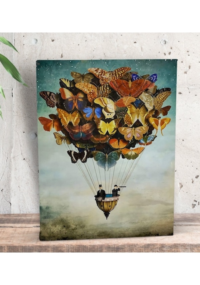 Bk Gift Kelebekler Tasarımlı Dekoratif Mini Kanvas Tablo 15x20cm-