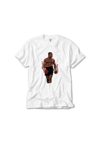Mike Tyson Fire Boxing Gloves Beyaz Tişört Beyaz