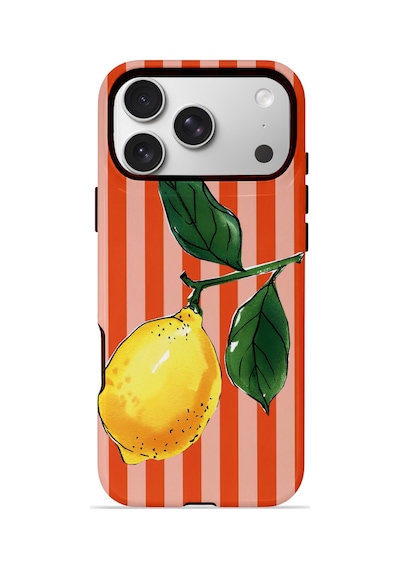 Apple iPhone Uyumlu 17 Pro Vorian Çift Katmanlı Magsafe Kılıf Sicilian Lemon Red Stripe