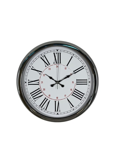 Almira Duvar Saati Silver Elegance 40 Cm Krom Metal Duvar Saati