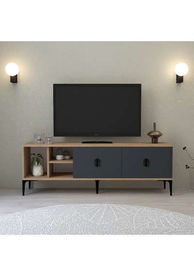 3505 Era Tv Ünitesi 150 Cm Kapaklı Raflı Antrasit - Sepet Tv Sehpası Antrasit - Sepet 3505 Era Tv Ünitesi 150 Cm Kapaklı Raflı Antrasit - Sepet Tv Sehpası Antrasit - Sepet