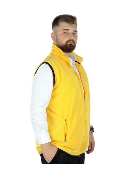 Mode Xl Erkek Polar Yelek Dik Yaka Fermuarlı 22549 Sarı 001