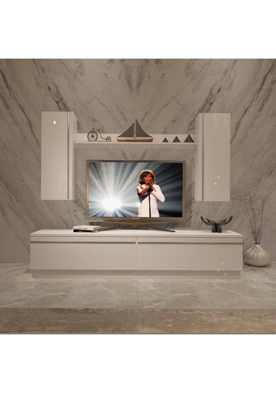 Decoraktiv Eko 5db Mdf Std Tv Ünitesi Tv Sehpası Beyaz