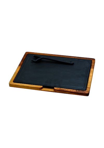 Lava Döküm Ahşap ve Döküm Demir Hot Plate Servis Tahtası. Ölçü 24x33cm.