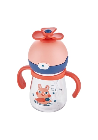 Rovco Dönebilen Pervaneli Akıllı Pipet Bebek +6 Ay Tritan Su Matarası 220 Ml Pembe