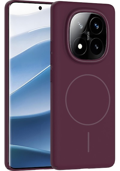 Redmi Note 14 Pro Plus Uyumlu Kılıf Magsafe Şarj Özellikli Zore Ruby Silikon Kapak - Mürdüm Şeffaf