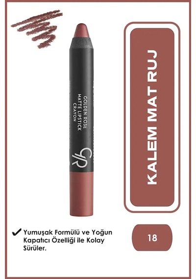 Ruj Mat Crayon 18 Çok Renkli