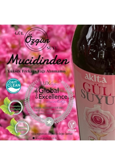 Akita Doğal Yağı Alınmamış Gül Suyu 2 x 250 ML