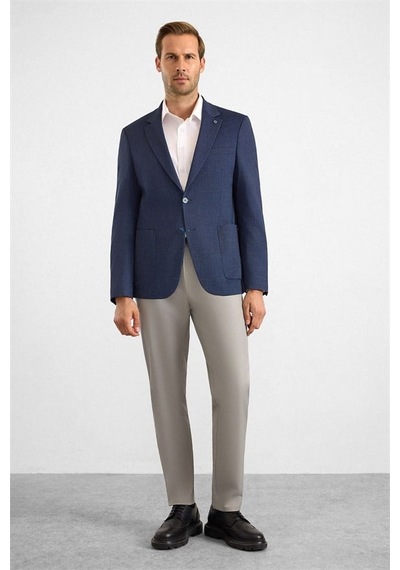 Süvari Lacivert Slim Mono Yaka Torba Cep 6 Drop Klasik Ceket Sct2021600007-m09