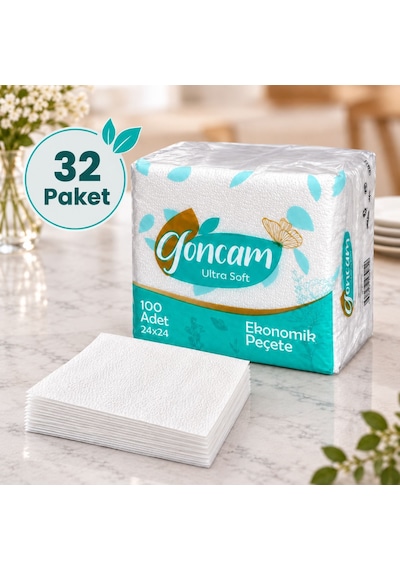 Ekonomik Kare Peçete 100 Yaprak X 32 Paket