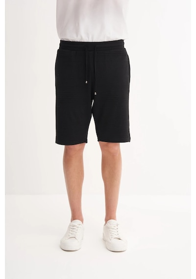 Cazador Regular Fit Örme Dokulu Bermuda Şort 6074 Siyah Siyah