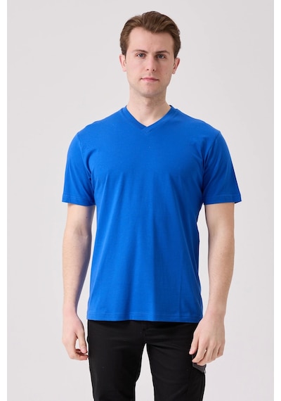 Galanthus V Yaka T-shirt - Nefes Alabilir, Rahat Ve Sade Tasarım Saxmavi