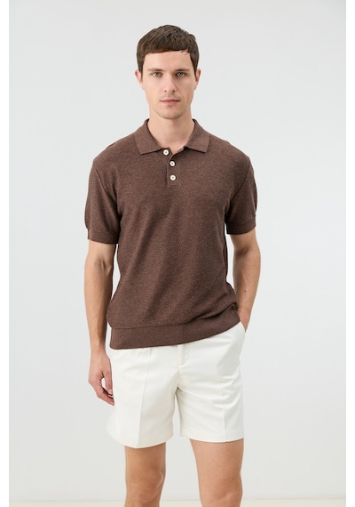 Antioch Dokulu Polo Yaka Triko Erkek T-shirt Kahverengi