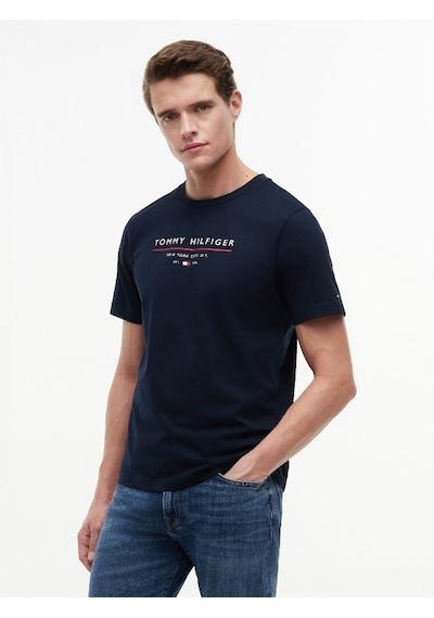 Tommy Hilfiger Brand Love New Rwb Reg Tee Erkek Mavi T-shirt - Mw0mw44359