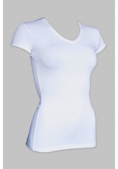 Malabadi 145 Kadın Modal V Yaka T-shirt & Body Beyaz