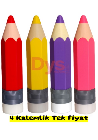 Kalem Şeklinde Kalemlik Ekonomik Set Çok Renkli