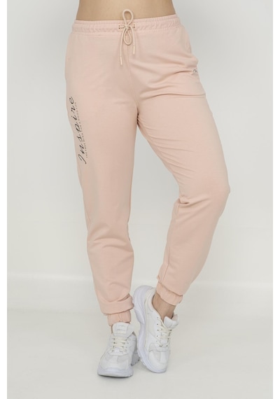 Maraton Sportswear Büyük Beden Kadın Lastik Paça Basic Pudra Eşofman Altı 21171-pudra Pudra