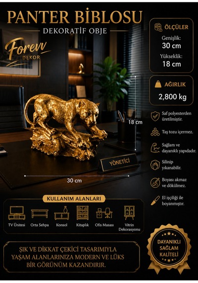 Dekor Panter Biblosu Gold Dekoratif Heykel Salon Ofis Konsol Tv Ünitesi Kitaplık Masa Üstü Dekorasyonu Ev Dekorasyon Aksesuarı Modern Lüks Biblo Polyester 30x18 Cm Altın Dekor Panter Biblosu Gold Dekoratif Heykel Salon Ofis Konsol Tv Ünitesi Kitaplık Masa Üstü Dekorasyonu Ev Dekorasyon Aksesuarı Modern Lüks Biblo Polyester 30x18 Cm Altın