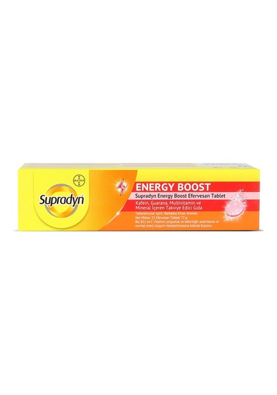 Energy Boost Efervesan Tablet L Kafein, Guarana, Multivitamin Ve Mineral